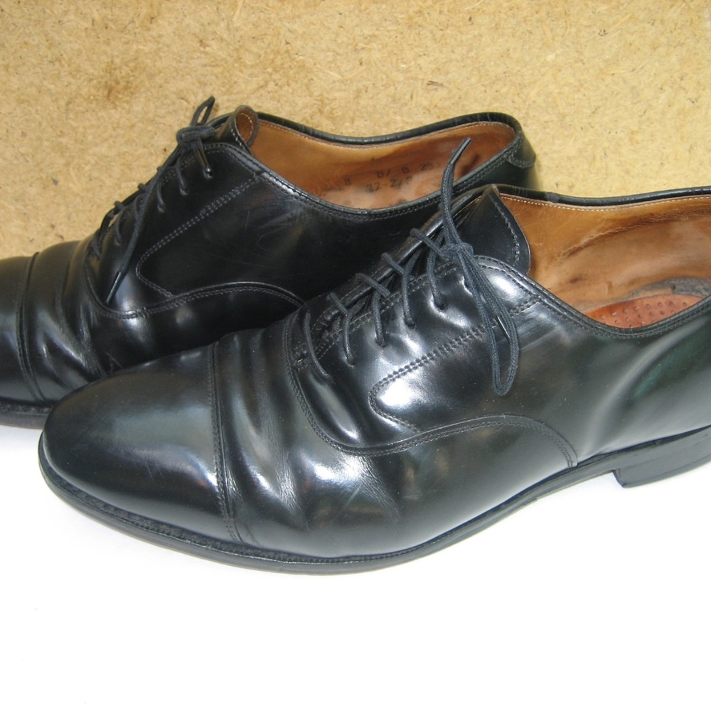 Men's MELTONIAN Germany Black Captoe Shoes, 8 D